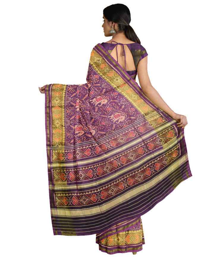 Purple green silk handwoven patola saree