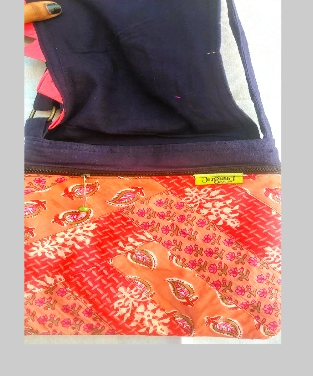 Black handcrafted cotton sling bag