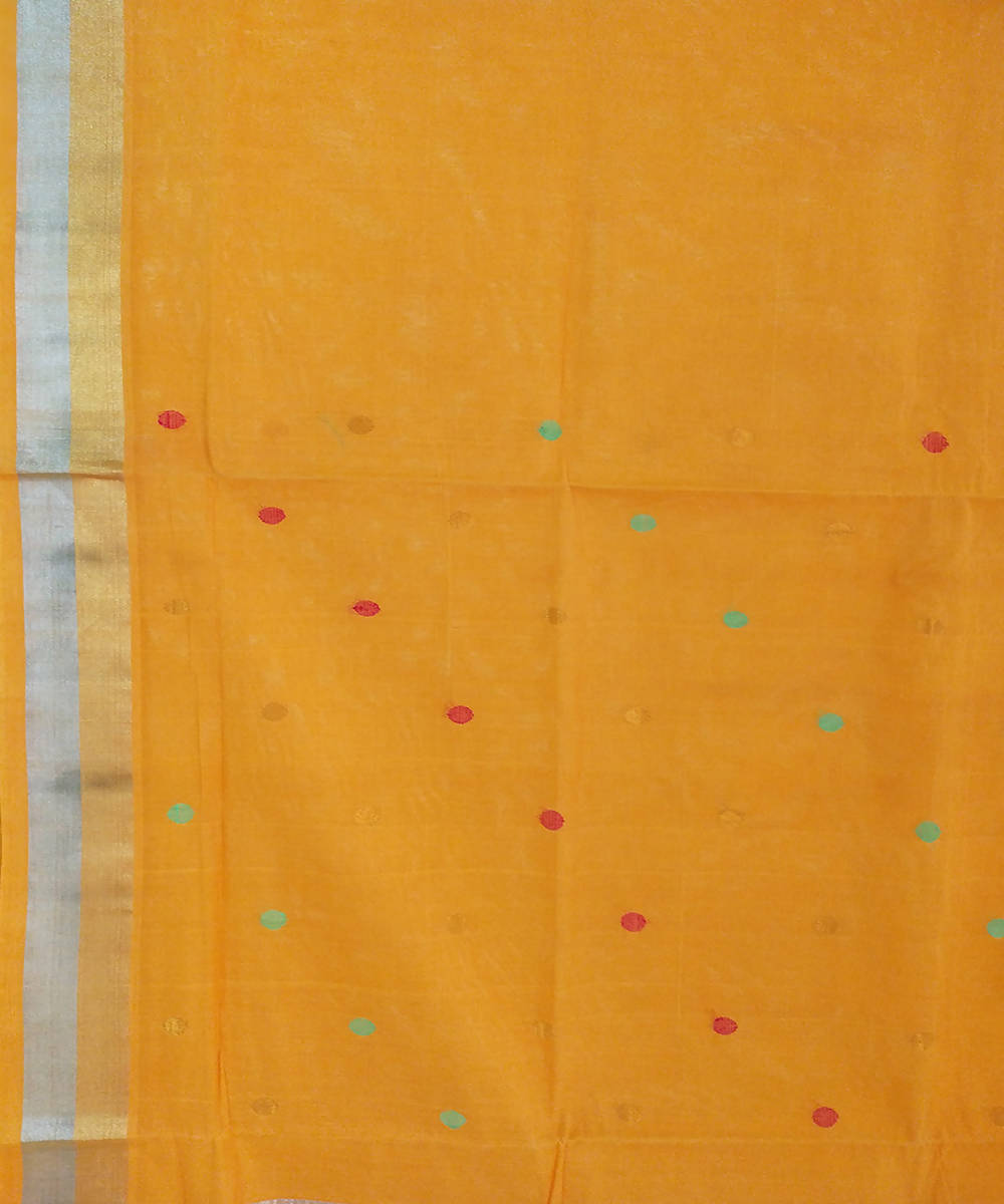 Hand loom yellow orange cotton venkatagiri saree