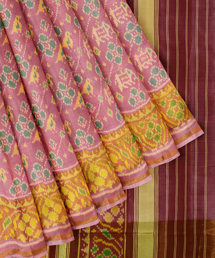 Mauve silk handwoven patola saree