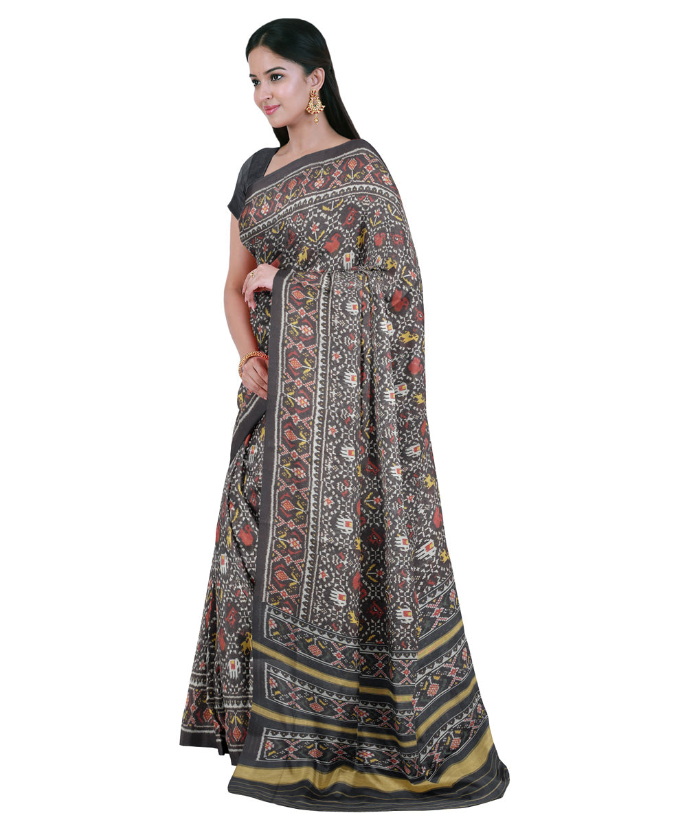 Black handwoven cotton patola sari