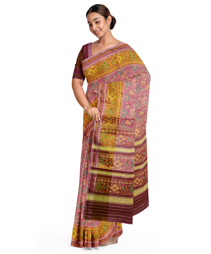 Mauve silk handwoven patola saree