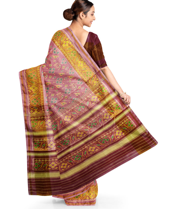 Mauve silk handwoven patola saree