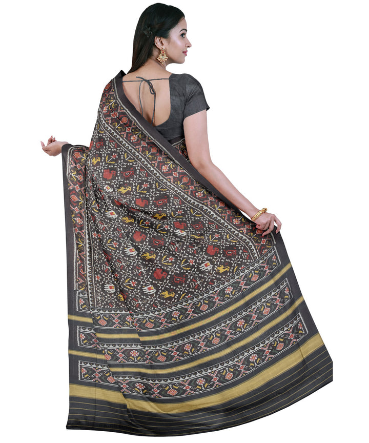 Black handwoven cotton patola sari