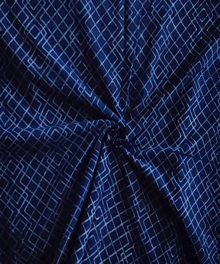 Dark blue dabu handblock print natural dye handspun cotton fabric