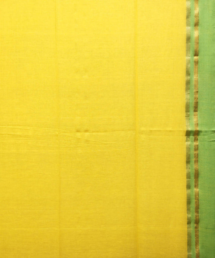 Yellow light green handloom handspun cotton saree
