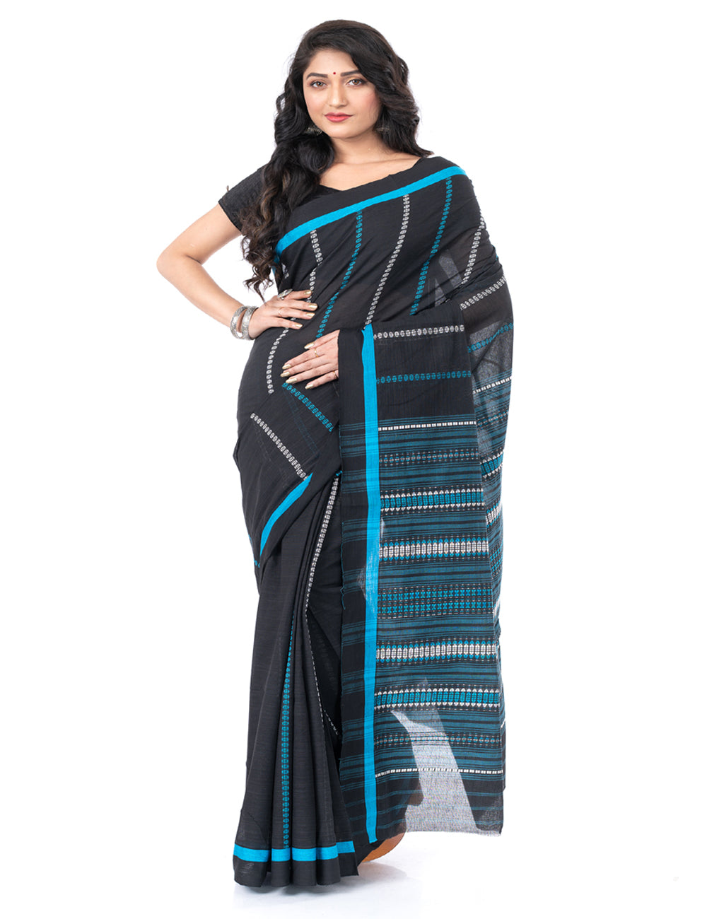 Black handloom begumpuri cotton begumpur saree