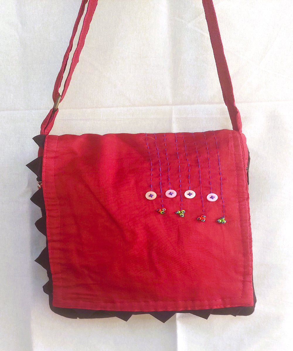 Pink handcrafted cotton sling bag