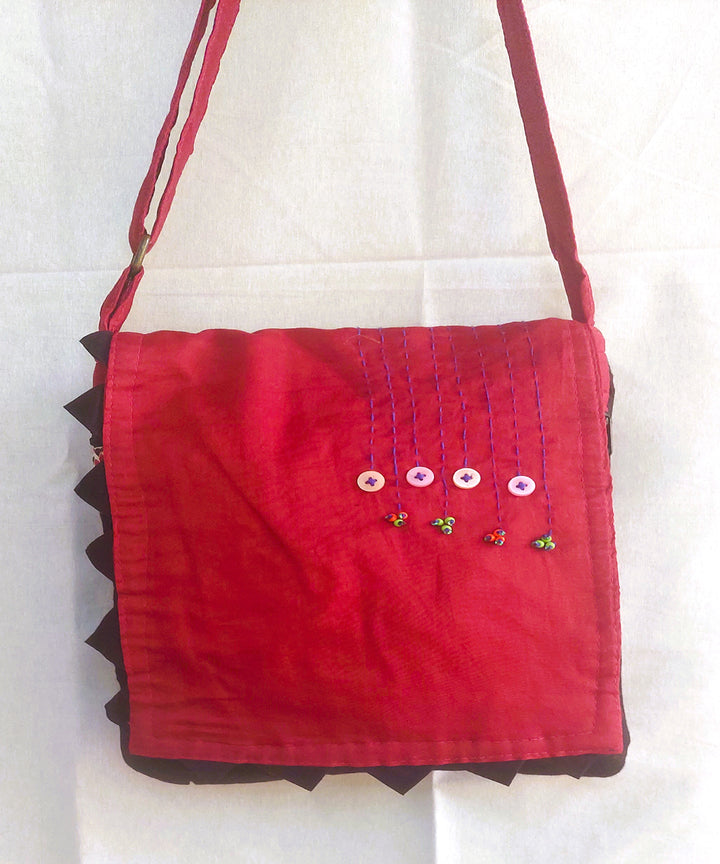 Pink handcrafted cotton sling bag