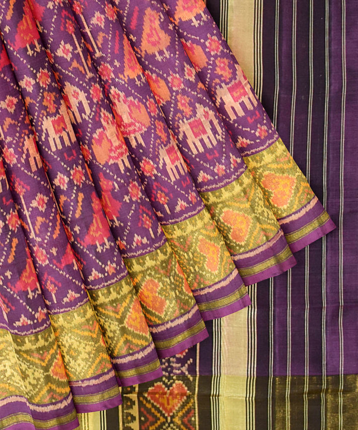 Purple silk handwoven patola saree