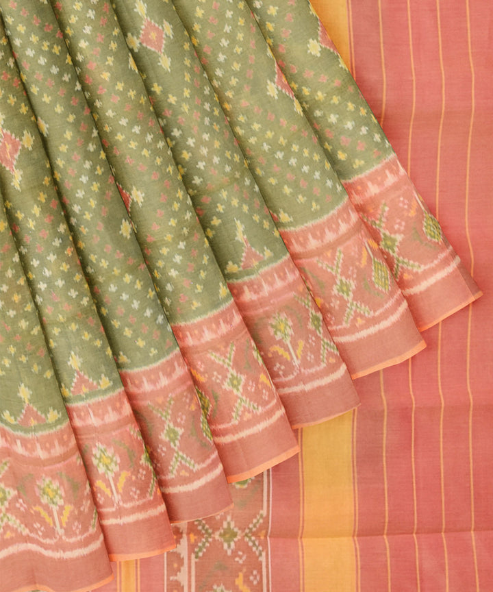 Green handwoven cotton patola saree