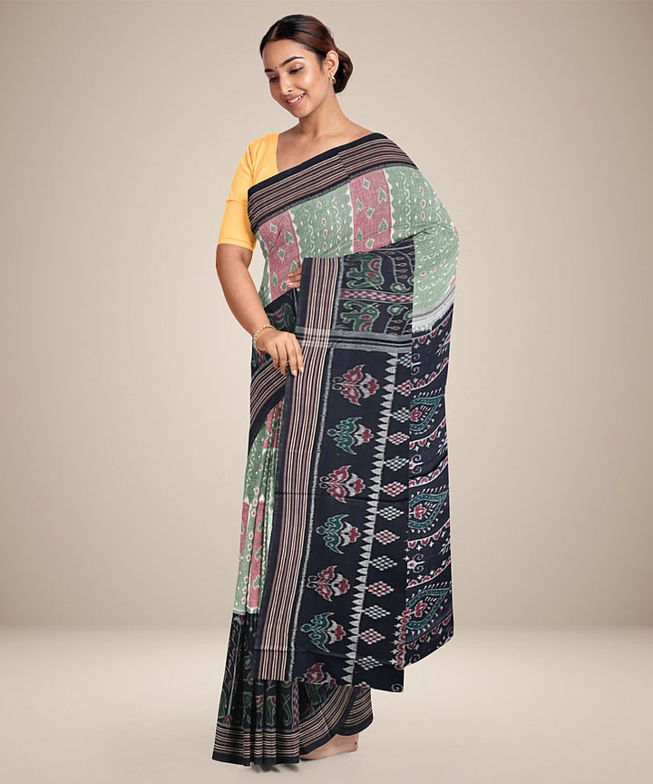 Grey black handloom cotton nuapatna saree