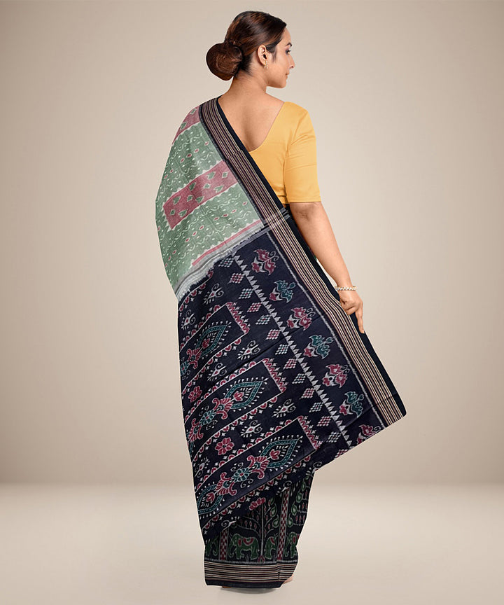 Grey black handloom cotton nuapatna saree