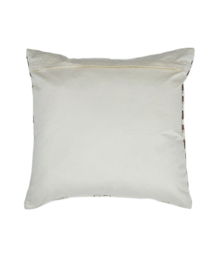 Brown white handblock print cotton cushion cover