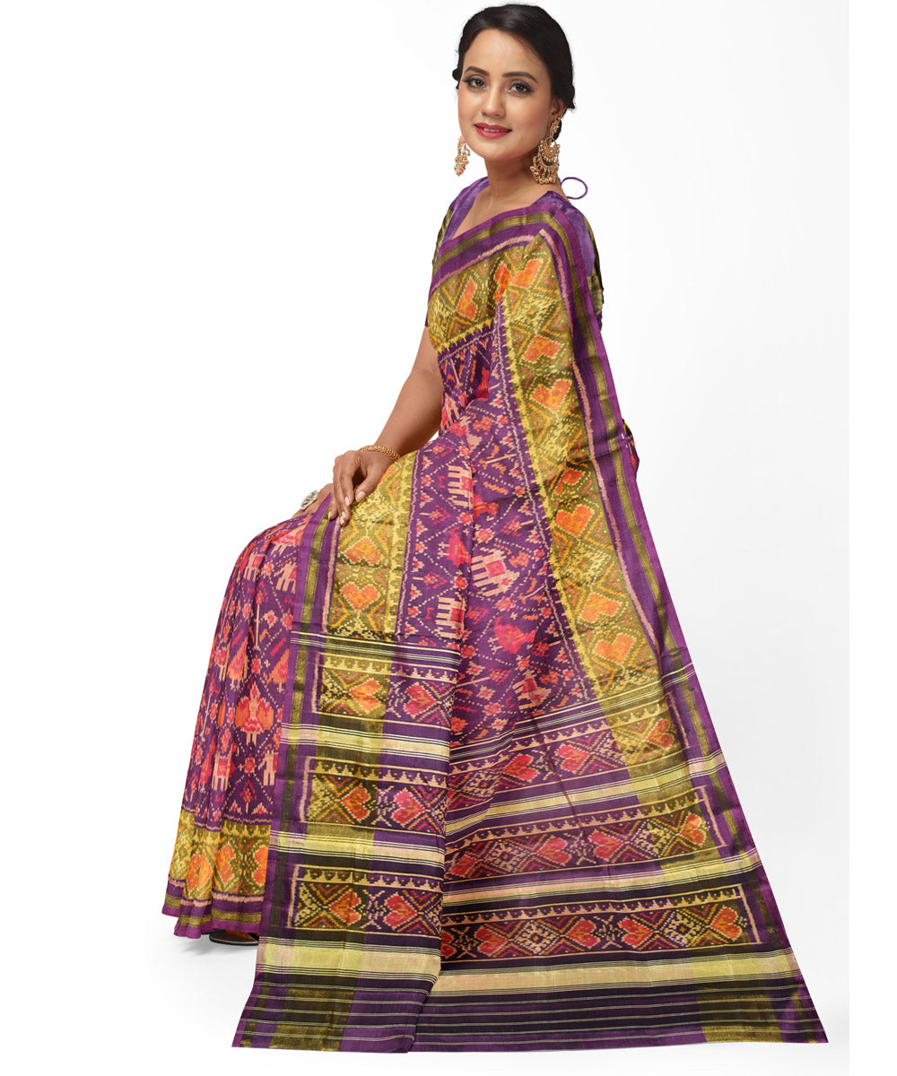 Purple silk handwoven patola saree