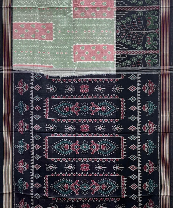 Grey black handloom cotton nuapatna saree