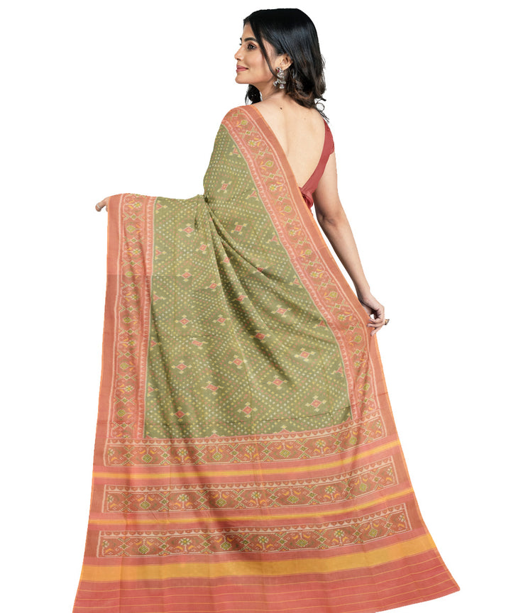 Green handwoven cotton patola saree