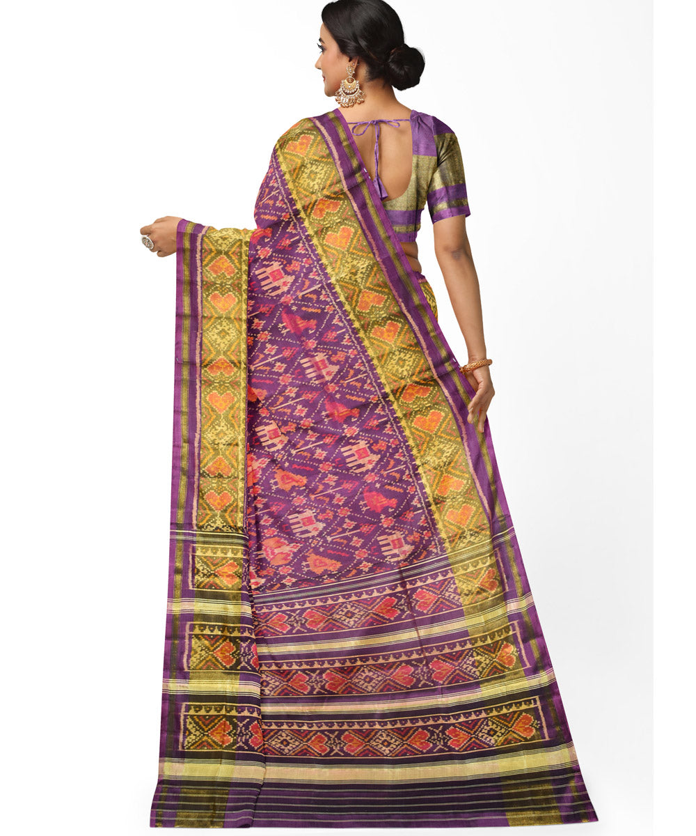 Purple silk handwoven patola saree