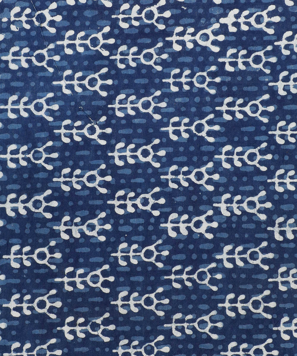 2.5m Indigo blue handblock print cotton kurta material