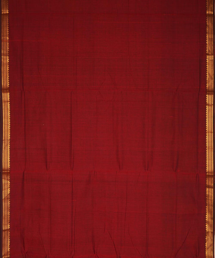 Maroon gold border cotton handwoven mangalagiri saree