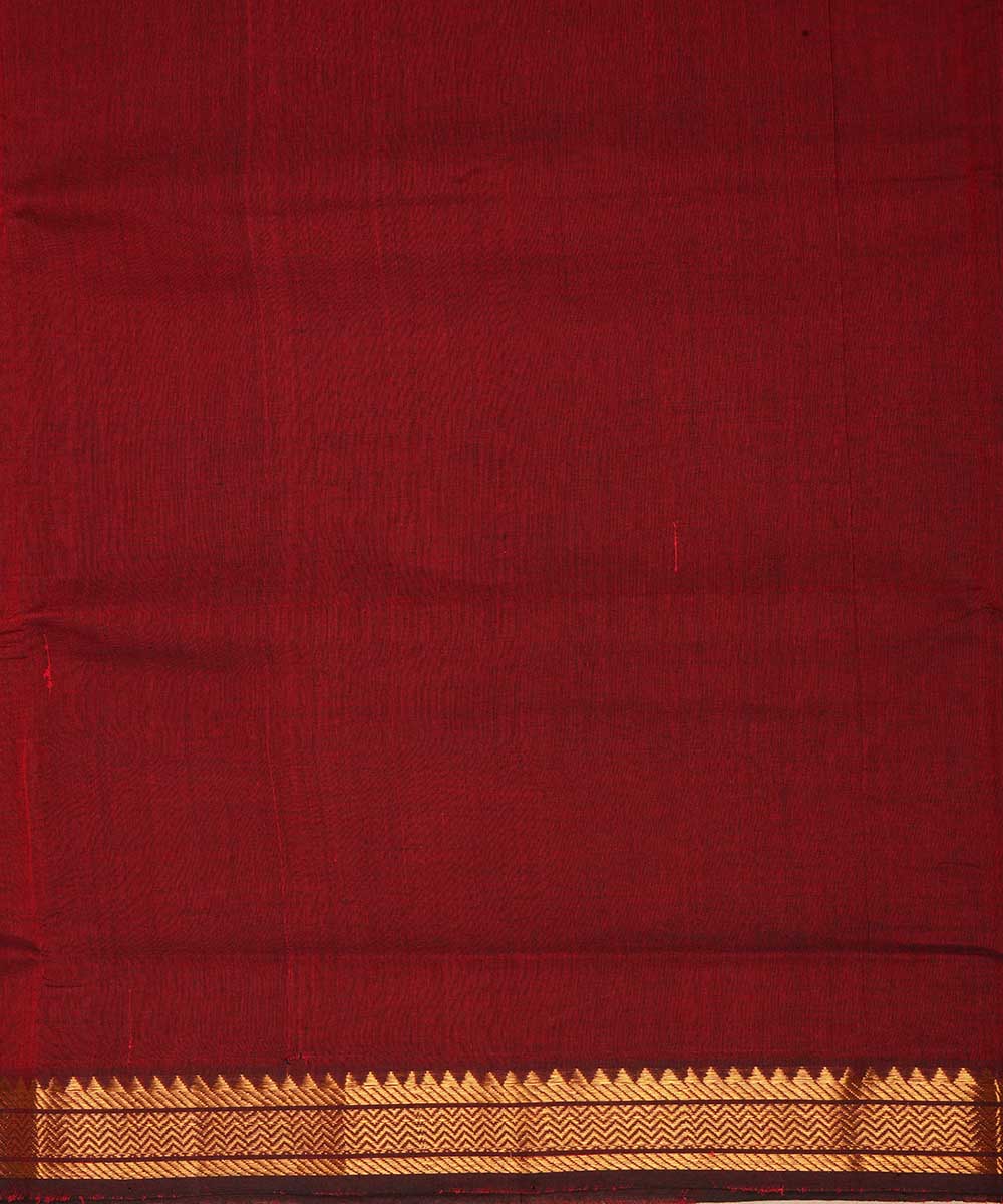 Maroon gold border cotton handwoven mangalagiri saree