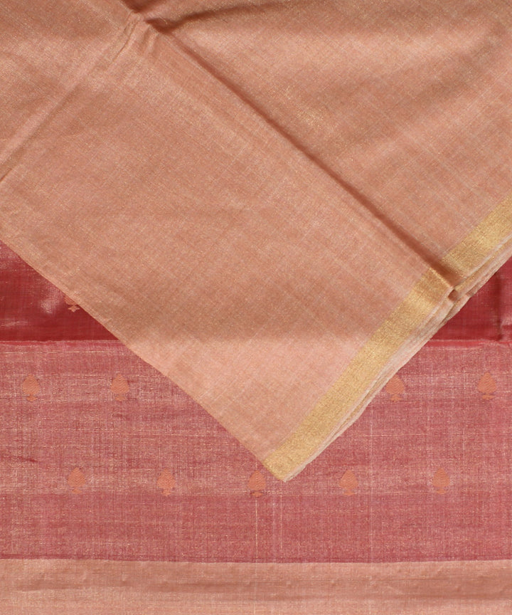 Peach handwoven kosa tussar silk saree