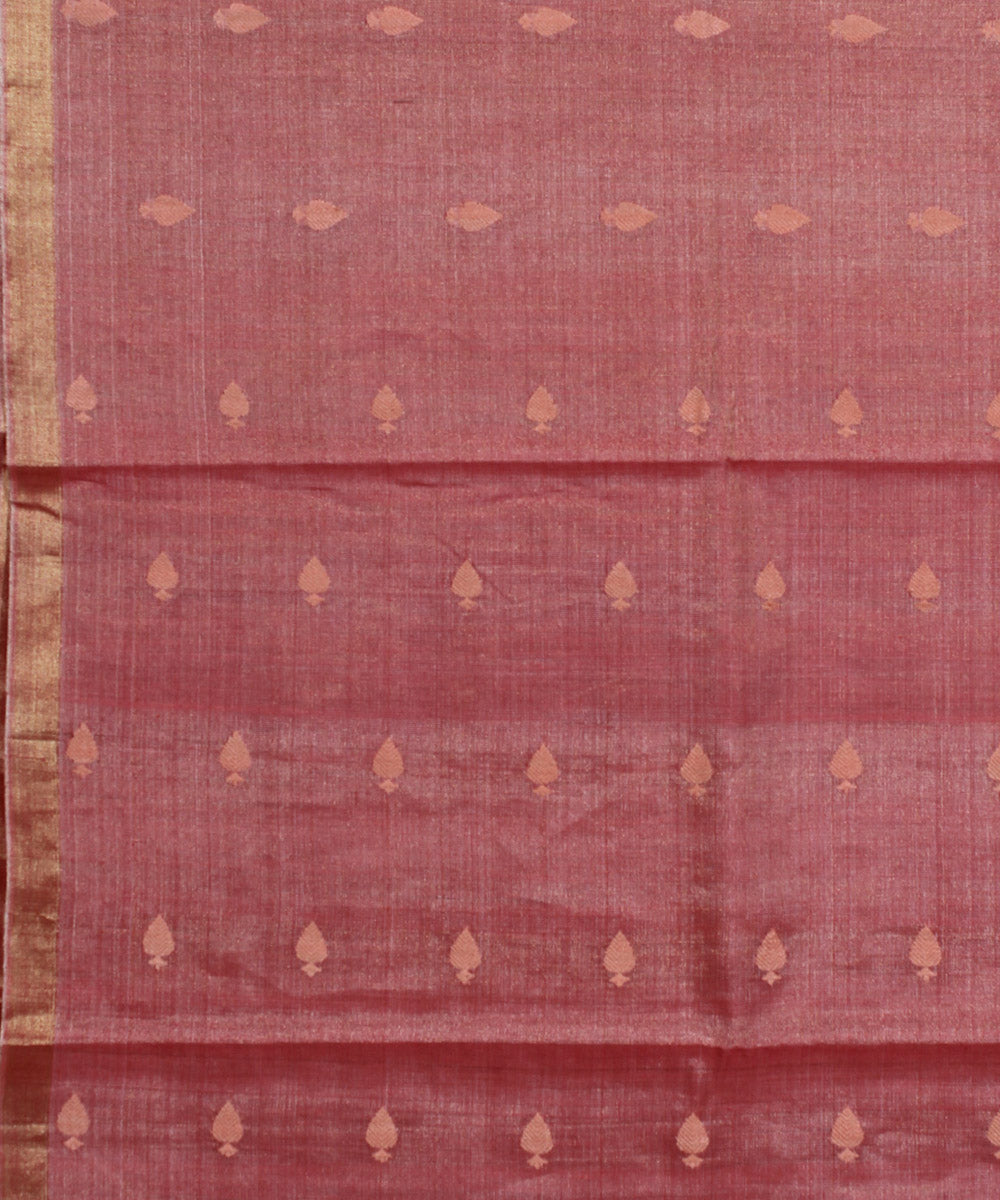 Peach handwoven kosa tussar silk saree