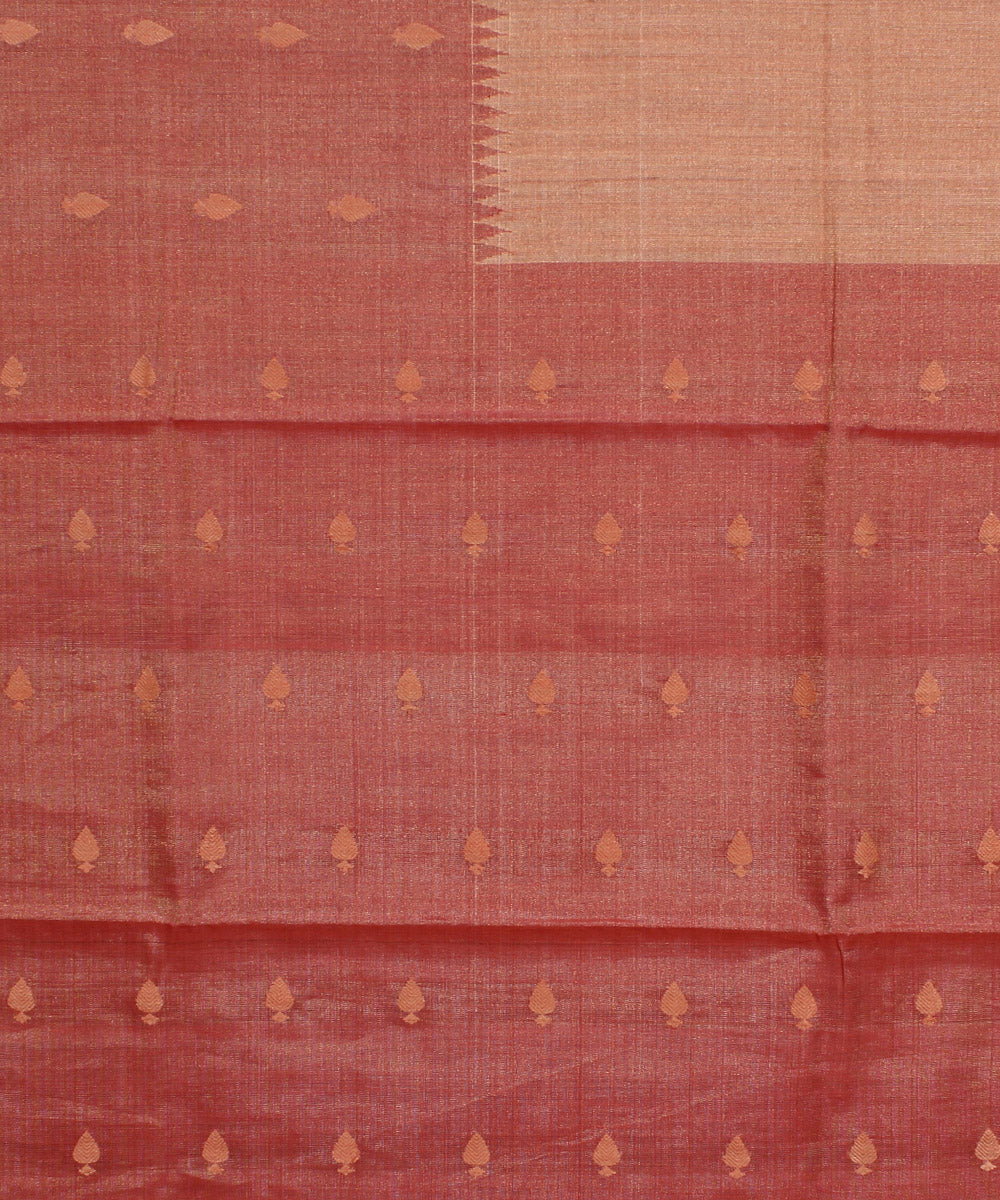Peach handwoven kosa tussar silk saree