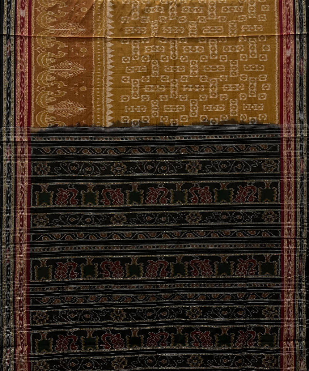 Brown black cotton handwoven nuapatna saree