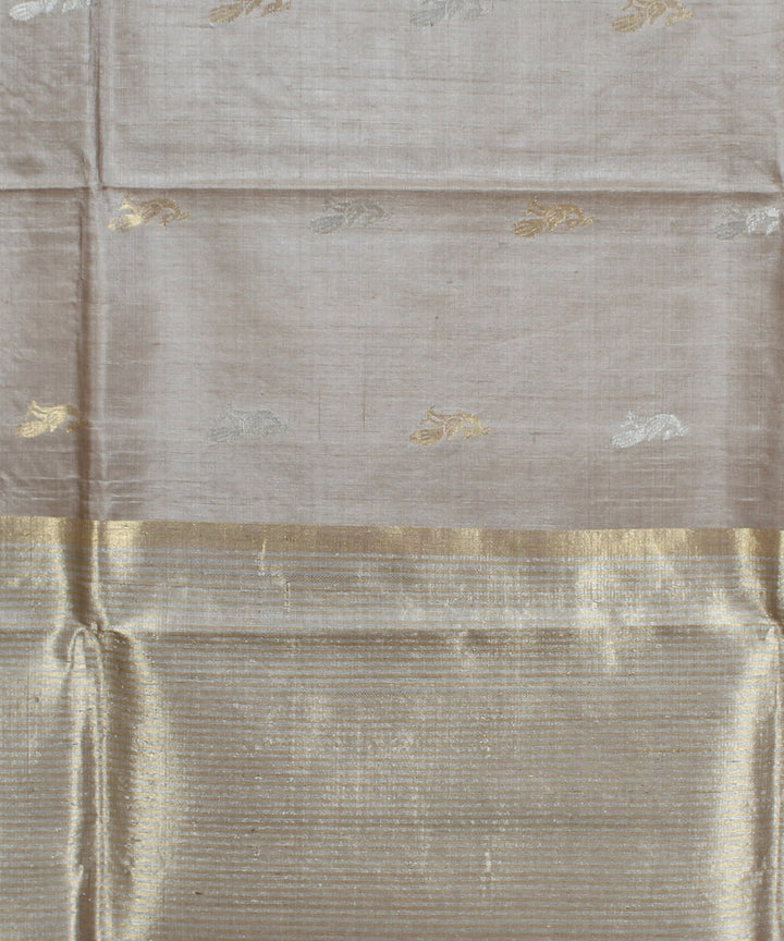 Beige orange handwoven kosa tussar silk saree