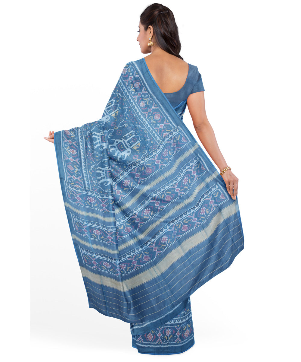 Turquoise handwoven cotton patola saree