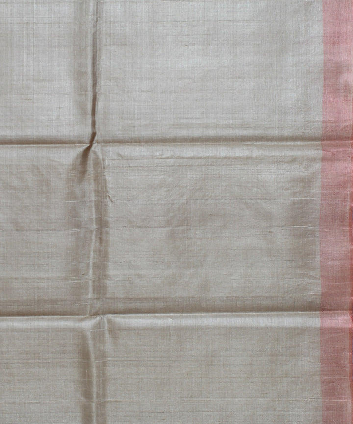 Beige orange handwoven kosa tussar silk saree