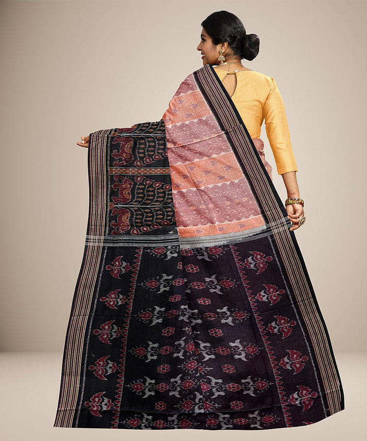 Grey black handwoven cotton nuapatna saree