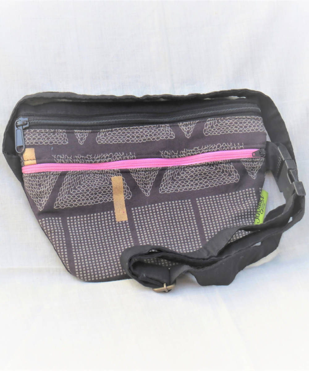 Grey handcrafted cotton fanny bag