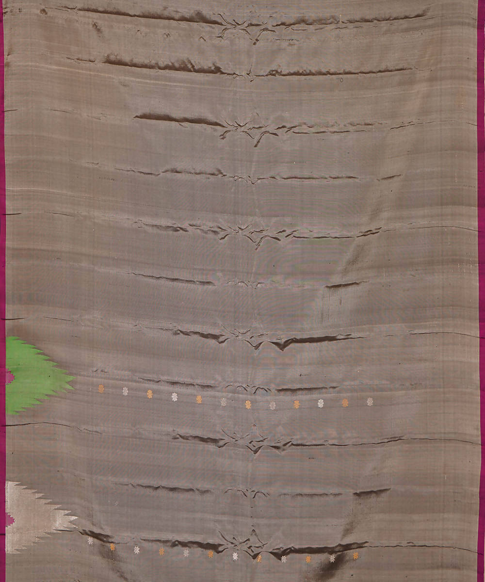 Grey handwoven silk gadwal saree