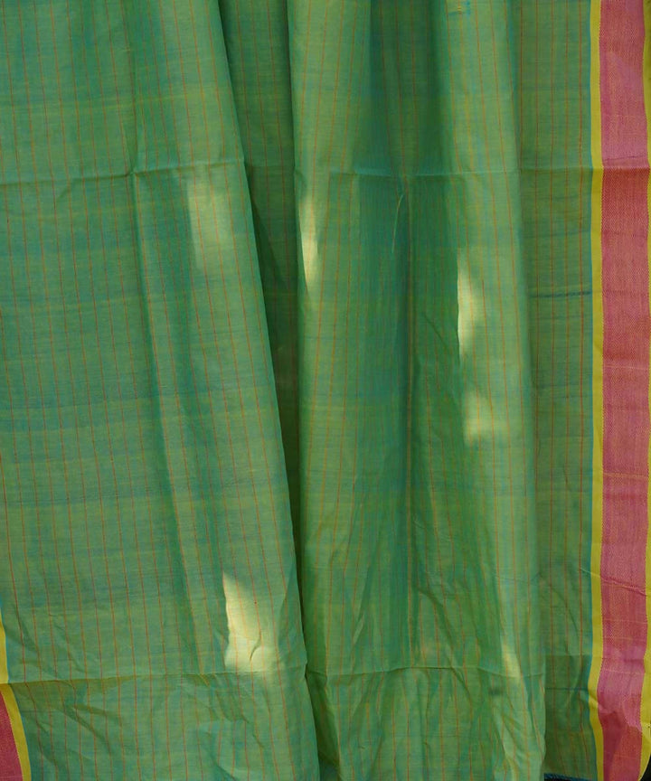 Sky Blue and green Cotton Handwoven mangalagiri saree
