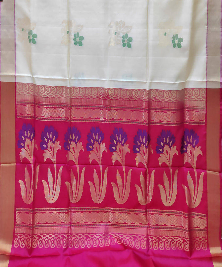 cream pink handwoven uppada silk saree