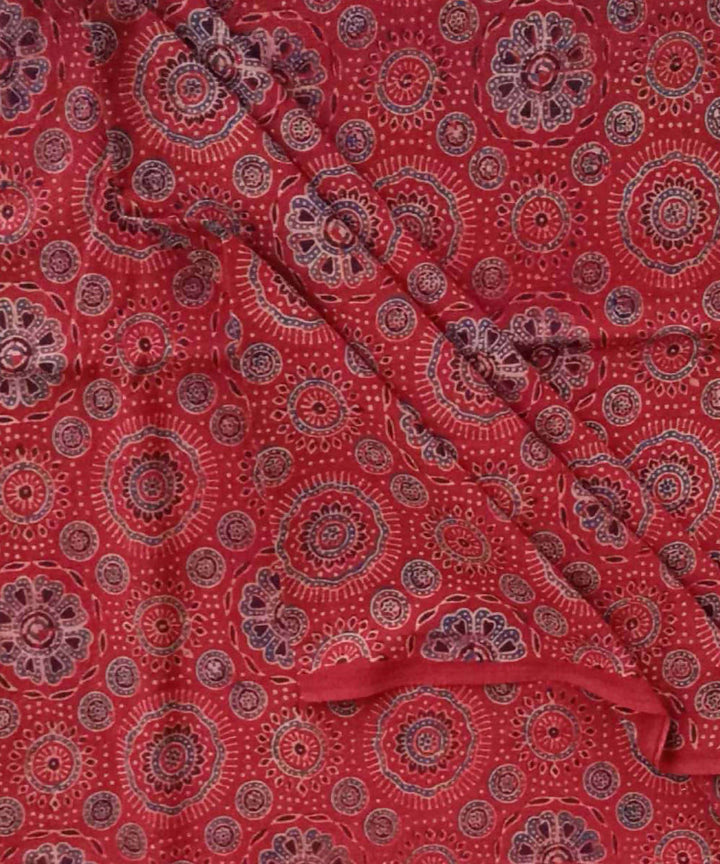 2.5m Maroon black blue natural dye ajrakh print handspun cotton fabric