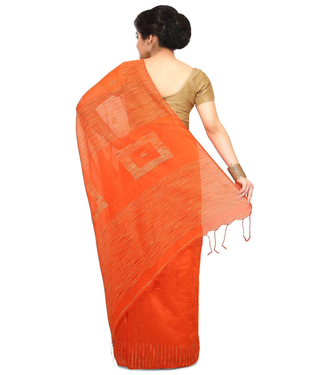 Bengal Orange Handwoven Saree