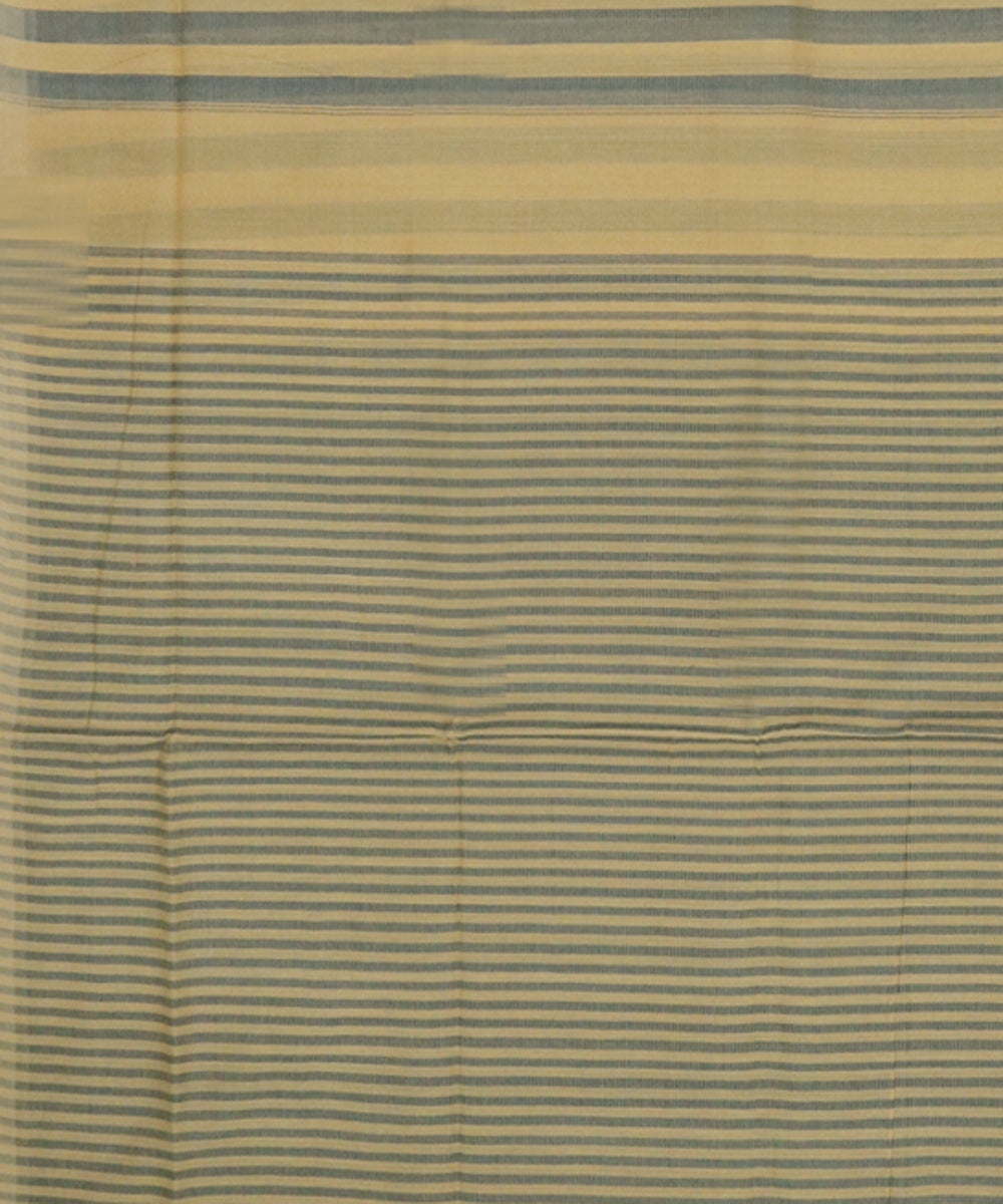 Yellow, blue and pink stripes handwoven cotton rajahmundry saree