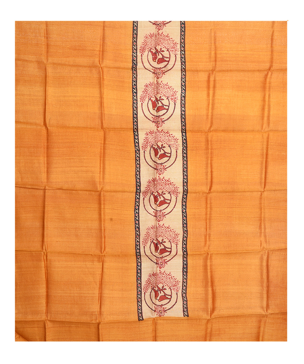 Yellow beige handwoven tussar silk kurta material