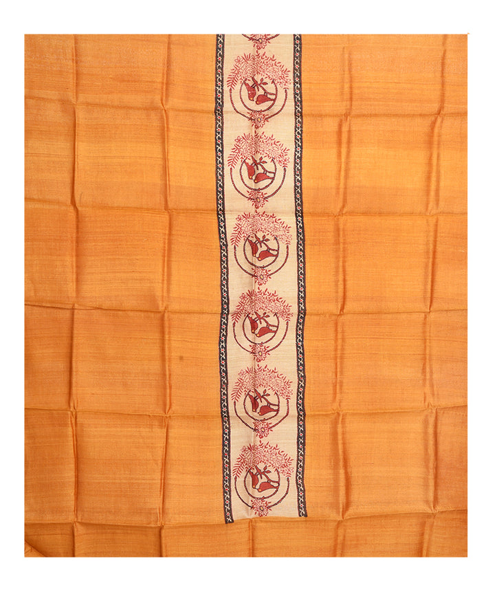Yellow beige handwoven tussar silk kurta material