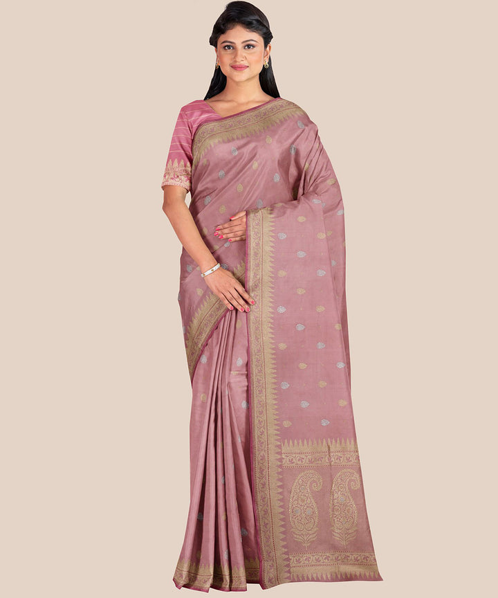 Mauve silk handloom banarasi saree