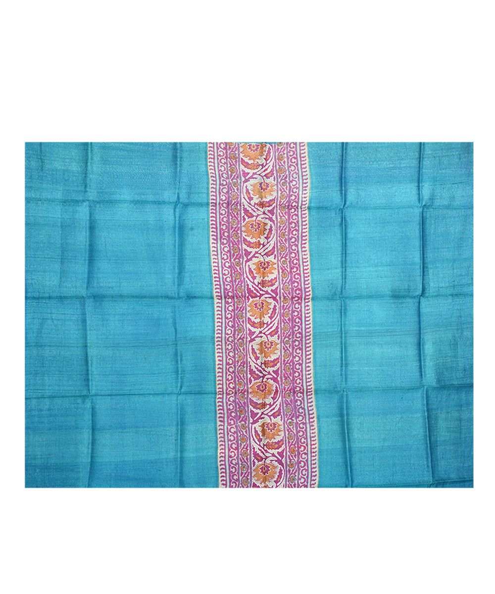 Blue handwoven tussar silk kurta material