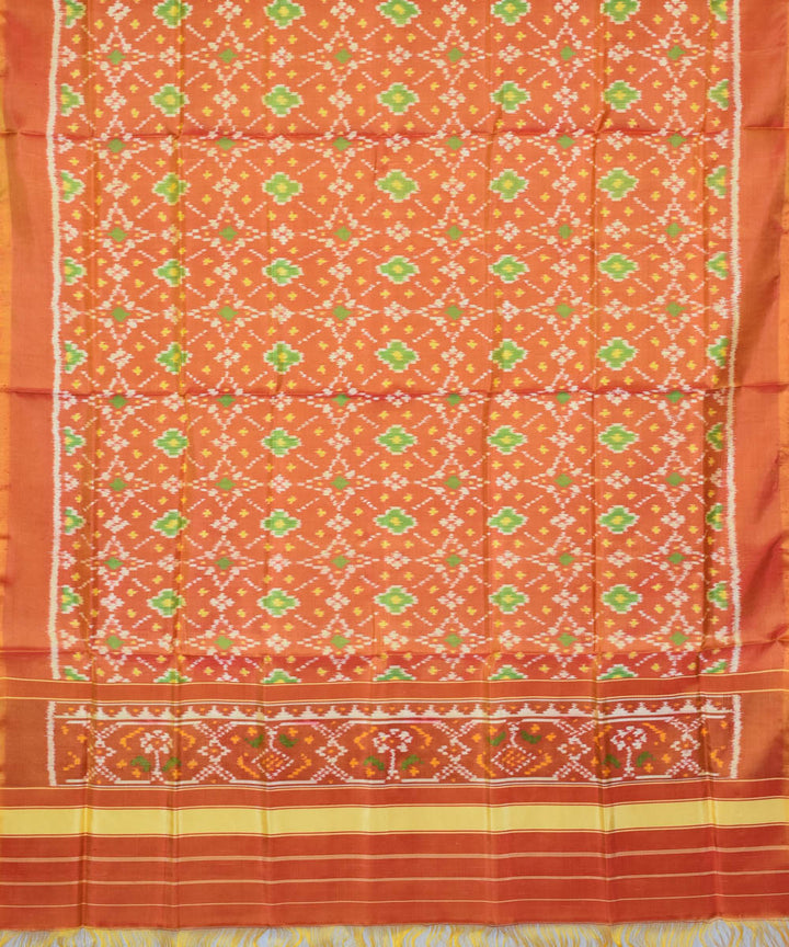 Orange hand woven patola silk dupatta