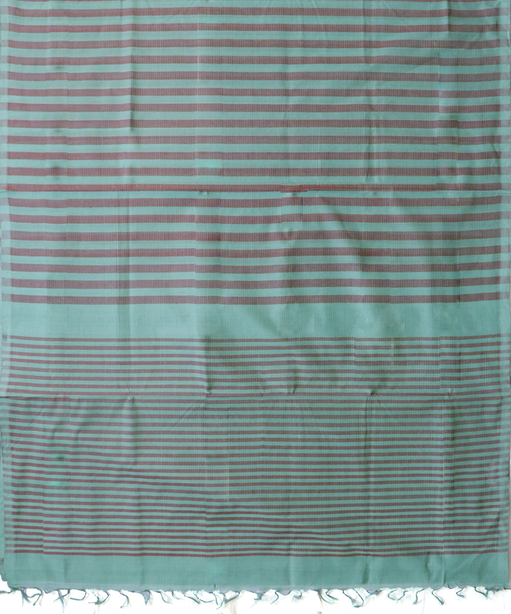 Light grey brown stripes handwoven cotton rajahmundry saree