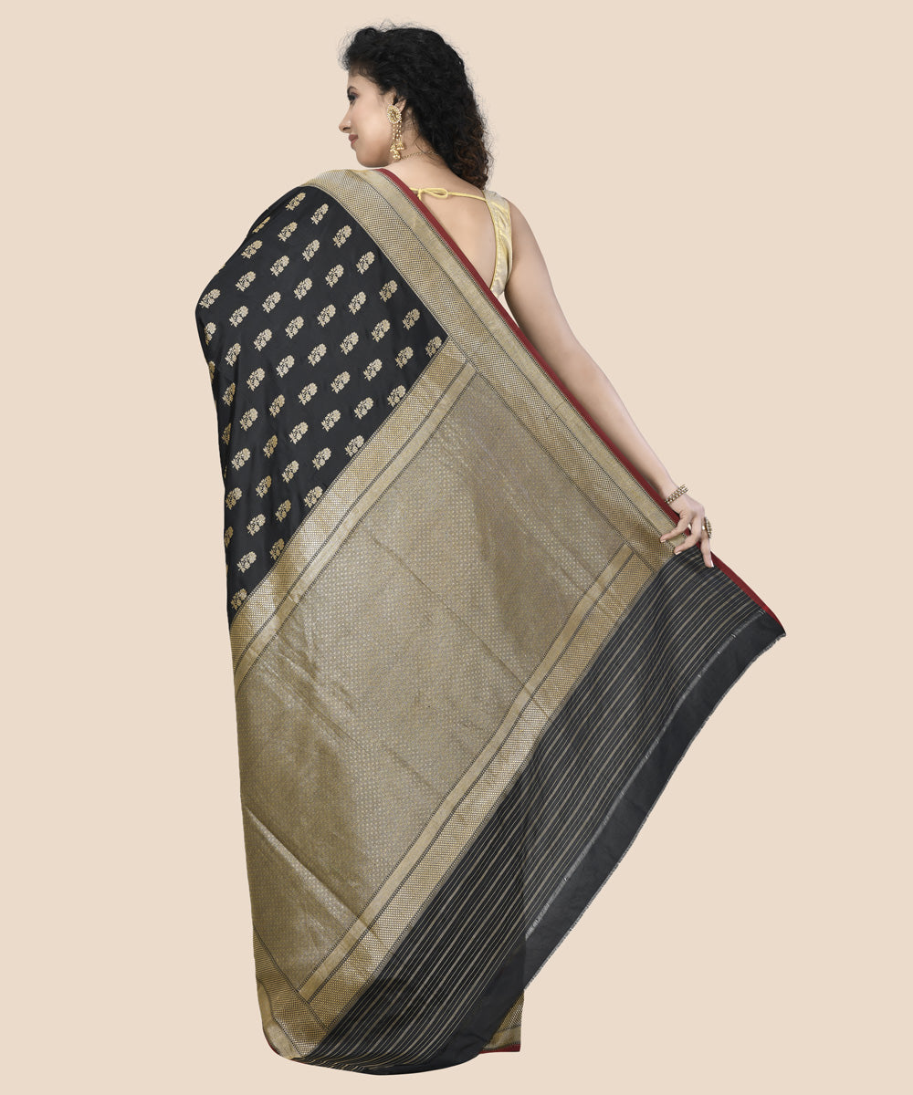 Black silk handloom banarasi saree