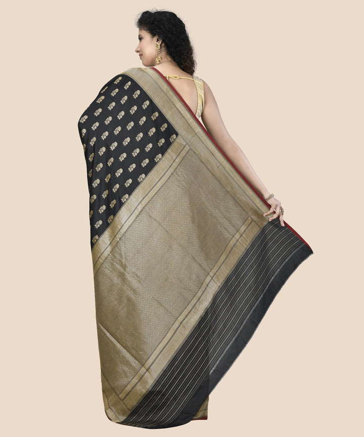 Black silk handloom banarasi saree