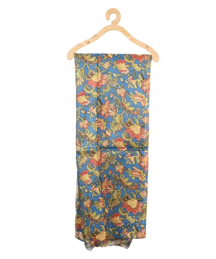 3m Blue handwoven and printed tussar silk kurta material