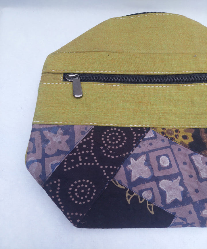 Green handmade cotton canvas pouch